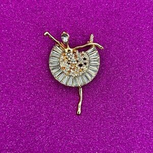 Elegant Gold Ballerina Brooch